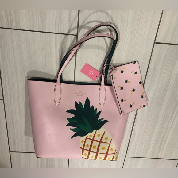 Kate Spade Colada Pineapple Reversible Tote + Pouch NWT - Picture 6 of 9